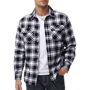 Wholesale Custom Regular Fit Men's Plaid Flannel Shirt Long <b>Sleeve</b> Windproof Sportswear Spring Autumn Casual - Product Image 1