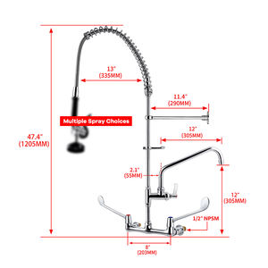 Unité de pré-rinçage murale en laiton <span class=keywords><strong>Robinet</strong></span> de cuisine commercial à double pré-rinçage avec douchette extractible - Product Image 2