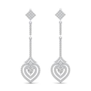 Boucles d'oreilles pendantes en diamant de laboratoire CVD taille cœur de 1,3 carat, vente directe d'usine REYES, en or massif 14 carats, bijoux de mariage et de mariée - Product Image 2