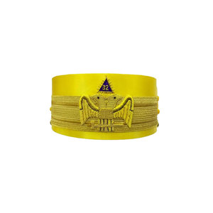 Chapeau de maçon du Rite écossais de 32e degré, couronne jaune, broderie à la main, régalia - Product Image 2