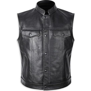Moto de course cuir Club Style Snap gilet hommes Biker Club Style cuir gilet marron noir Design personnalisé étiquettes broderie - Product Image 1