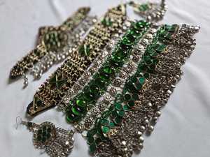 Juego de Joyería Afgana Vintage de Acero Inoxidable, Listo para Enviar, en Oferta, para Mujer, Juego de Aretes y Collar, Chapado en Rodio - Product Image 4