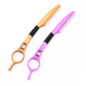 Rasoir amincissant de salon de haute qualité du fabricant Lames en acier inoxydable Poignée ergonomique Logo de couleur personnalisable - Product Image 3