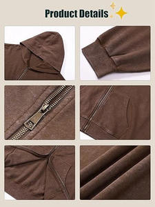 Sudadera con capucha recortada para hombre Fabricación de sudaderas con cremallera doble Zip Ups Heavyweight Zip up Hoodie100 % algodón, cremallera completa, calle - Product Image 4