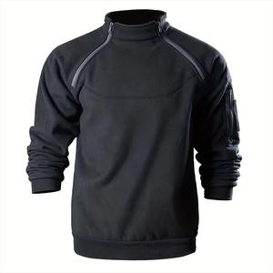<b>Men's</b> Tactical Casual Solid Color Fleece Sweatshirt Autumn Windproof Knitted Pullover with Standing Collar <b>Hoodies</b> & Sweaters - Product Image 1