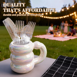 Ensemble de couverts jetables biodégradables écologiques sans BPA en matériaux PLA et bagasse pour les fêtes et le quotidien - Product Image 5