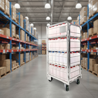 Chariot de transport robuste pour produits laitiers avec étagères amovibles et 4 roues, idéal pour usines laitières et supermarchés