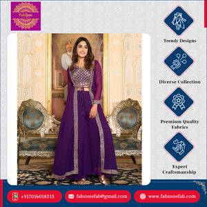 La mejor calidad Faux Georgette Designers Luxury Look Party Wear Shrug and Palazzo con Choli Indo-Western Set para mujer - Product Image 4