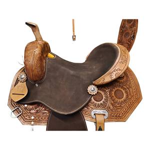 Sillines de carreras de barril de alta calidad para adultos, venta al por mayor, monturas de caballo occidentales hechas a mano de cuero genuino, fábrica de tachuelas de vaquero de Rodeo a granel - Product Image 3