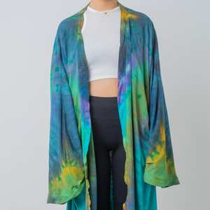 Kimono de talla única de último diseño con cinturón, Kimono hermoso con tela de rayón, diseño de tinte de corbata hecho a mano, Kimono para mujer - Product Image 4