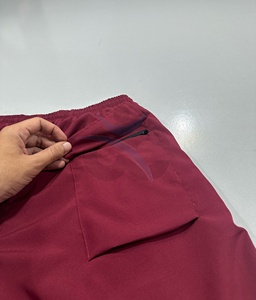 ORCAFITS Pantalones Cortos Deportivos Ecológicos de Poliéster Color Borgoña, Cintura Elástica, Capa Interior de Secado Rápido, Estilo Deportivo, Corte Corto - Product Image 3