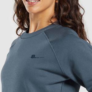 Femmes Crop Top Solide Décontracté Polyester Coton Terry Anti Rétractable 300g Doublé Broderie Hiver - Product Image 4