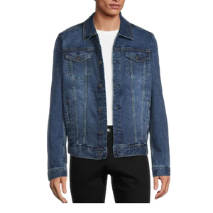 Chaqueta vaquera recubierta personalizada directa de fábrica de alta calidad para hombre, cuello levantado, transpirable, aspecto Vintage, bordado informal de otoño en la parte delantera - Product Image 1