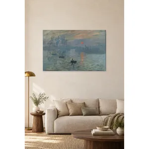Fida Monet Impression sur toile Soleil rouge dans un port brumeux - Product Image 3
