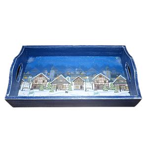 Plateau de service en métal moderne et élégant en bois pour Noël pour l'affichage de fruits et la décoration de table de mariage 2025 cadeau de Noël - Product Image 2