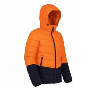 New Wholesale Custom Design Men's High Quality Orange And Black Puffer Jackets Eco Friendly Hooded Bubble Jackets Outwear Trendy - Product Image 5