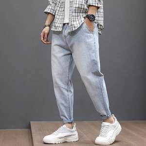 Pantalon formel homme tendance, léger, écologique, taille mi-haute, en toile, style hip-hop, coupe ample, 100% coton, personnalisable, de haute qualité - Product Image 5