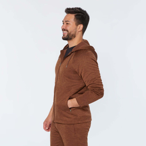 Sudadera con capucha de lana con cremallera completa y patrón sólido informal para hombre, ropa de calle de algodón suave para invierno, aventuras al aire libre, bordado - Product Image 4