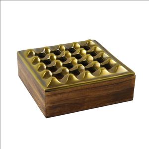 Merveilleux design rond en bois et métal doré cendrier vente en gros et fournisseurs fait à la main vente directe d'usine nouveauté - Product Image 2