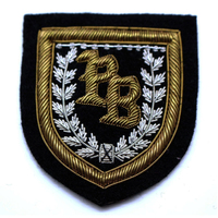 Insignias de Lujo Ecológicas de Fieltro No Tejido Bordadas de Color Sólido con Diseño Personalizado de Alta Calidad, Broches de Corona de Hilo Metálico Cosidos