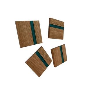 Low Price Handmade Epoxy Resin Solid Wooden Tea Cup <b>Mats</b> Pads High Standard Dinnerware Drink <b>Mats</b> Pads Wooden Square Coasters - Product Image 1
