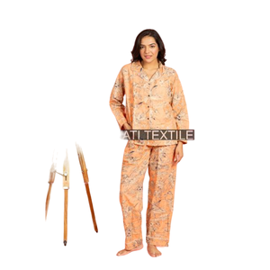 Conjunto de pijama de algodón con estampado de bloques de mano indio para mujer, ropa de descanso térmica para mujer, Ideas de regalos para ella - Product Image 1