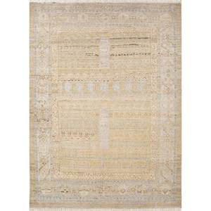 Tapis en laine afghane noué à la main Viscaya Gold, classique, rectangulaire 9x12, motif médaillon, fait main pour chambre et couloir AKWL-1553 - Product Image 1