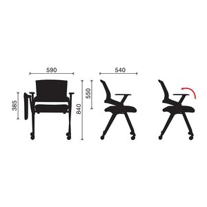 Flex 01 GXVP68009 <b>Office</b> Chair Contemporary Design Traditional Style Mesh Back Black Cushion <b>Foldable</b> Lift Style Foam Fabric - Product Image 2