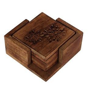 Dessous de verre fantaisie en bois incrustation de résine design cuisine et table - Product Image 2