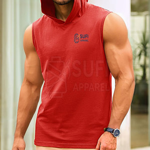 Pull-over solide pour homme, sans manches, à capuche, qualité supérieure, nouveau design, polyester/coton, automne pour homme - Product Image 3