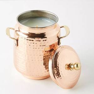 Petit pot à bougie en forme de refroidisseur de vin en métal plaqué cuivre inoxydable avec couvercle récipient à bougie utilisé par hôtel de haute qualité - Product Image 6