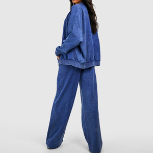 Chándal Activewear lavado ácido para mujer chándal de moda de manga larga transpirable de peso pesado para mujer - Product Image 2