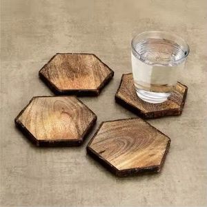 Beautiful Hot Selling <b>Enamel</b> Printed Over Wood Tea Serving Coasters Mats & Pads 4 Pieces Set Tea Coffee <b>Cup</b> Coasters Placemats - Product Image 4