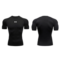 Vêtements de sport d'été pour hommes, t-shirt de compression, hauts élastiques à séchage rapide avec design athlétique imprimé