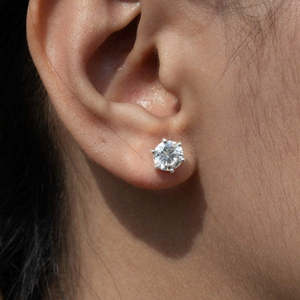 Boucles d'oreilles solitaires en moissanite plaquées or rose, 2 carats au total (1 carat chacune), pour mariage et fiançailles - Product Image 3