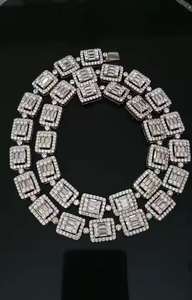 Collar de cadena de eslabones de tenis hip hop 18mm Plata de Ley 925 VVS Moissanite Diamond Cadena de tenis para hombres precio al por mayor - Product Image 6