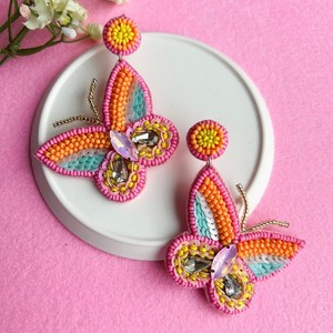 Pendientes de Cuentas con Forma de Corazón en Rojo Oscuro, Azul y Dorado, Pendientes Personalizados con Múltiples Cuentas para Mujer, Joyería Festiva para Fiestas al Mejor Precio - Product Image 6