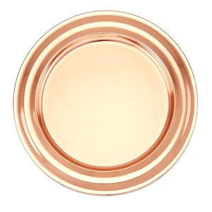 Nouvelle arrivée : Assiette de présentation en métal écologique, plaquée cuivre, avec perles de cristal, couleur/taille personnalisable, style moderne pour - Product Image 4