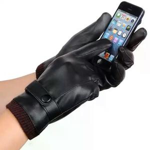 Gants d'hiver en cuir de mouton à écran tactile coupe-vent en polaire et mitaines épaisses chaudes d'automne et d'hiver pour hommes avec logo personnalisé - Product Image 2