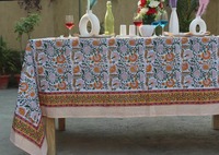 Nappe française couverture bloc imprimé nappe indienne Table lin Floral nappe à manger Vintage coton Table décor à la maison
