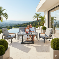 Ensemble de canapés de jardin d'extérieur Mobilier d'extérieur moderne et luxueux avec cadre en aluminium Ensemble de repas de jardin et meubles de patio élégants
