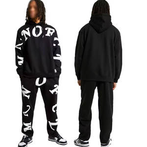 Chándal de Invierno para Hombre, Estilo Vintage, Lavado Ácido, Estampado, Cintura Elástica, 100% Algodón Grueso, con Logotipo de Marca Personalizado - Product Image 1