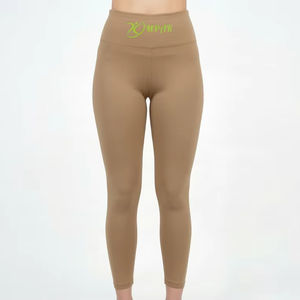 Leggings Deportivos de Cintura Alta Color Crema Mocha para Mujer, Pantalones de Yoga de Compresión Personalizados OEM, Ropa Deportiva - Product Image 1