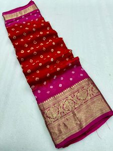 Soie de coton traditionnelle indienne avec Bandhej imprimé Saree femme fabricant de mode et fournisseur de Surat au taux le plus bas - Product Image 5