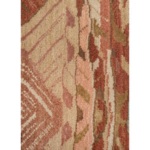 Alfombra Manchaha de Lana y Seda de Bambú con Patrón Geométrico Anudada a Mano en Rojo y Naranja - Para Uso Doméstico Les-2717 - Product Image 3