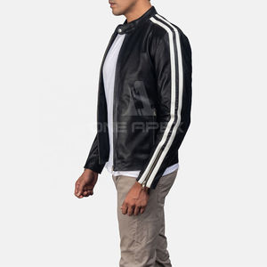 Vestes de moto d'hiver pour hommes en cuir de vachette véritable mince vêtements de rue en cuir d'agneau en cuir de vachette véritable moto - Product Image 4