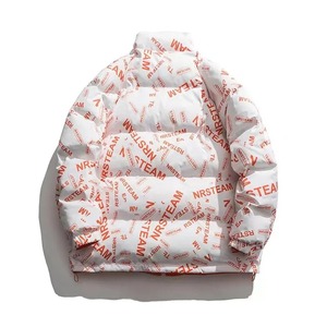 Wholesale Winter Breathable <b>Canvas</b> Puffer <b>Jacket</b> Custom Logo Print Stand Collar Casual Outdoor Women Men OEM Service Available - Product Image 3