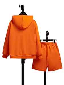 Ensemble survêtement homme 2 pièces, sweat à capuche et short, manches longues, décontracté, respirant, 100% coton, personnalisé, style tendance, en solde - Product Image 2