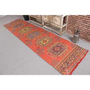 Vintage Turkish Rug, 0.2x10.3 ft <b>Runner</b> Rug, <b>Red</b> Blue Camouflage Rug - Product Image 2
