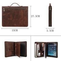 Classeur de documents en cuir véritable A4 avec porte-cartes personnalisé de qualité supérieure LP-0293